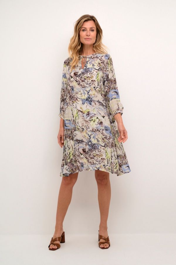 Cream Robe motifs abstrait bleu/brique 10612647