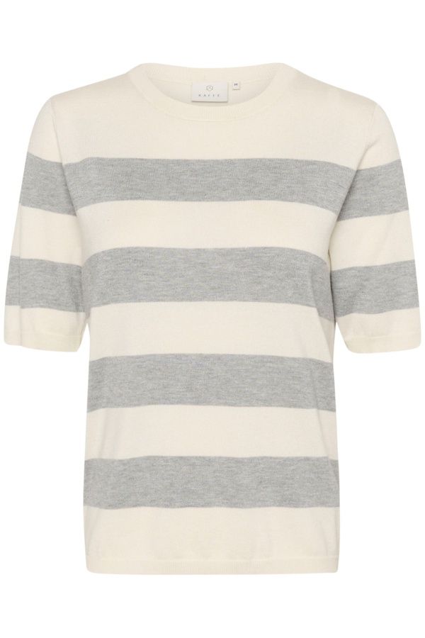 Kaffe Chandail tricot léger rayures gris et blanc 10508410
