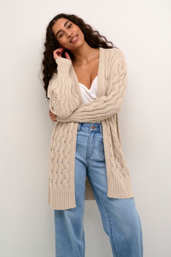 Kaffe Cardigan tricot sable/gris mélange 10508808