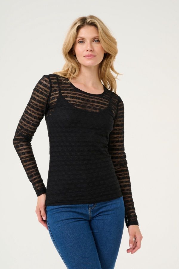 Kaffe Chandail mesh noir 10508828