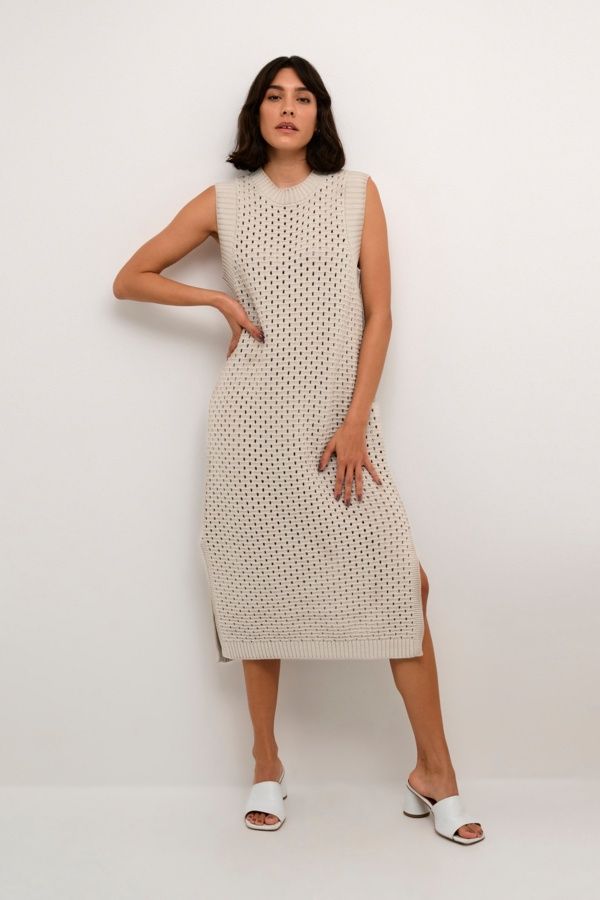 Kaffe Robe en tricot ajouré gris taupe 10508791