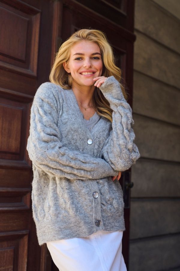 Kaffe Cardigan tricot gris mélange 10508764