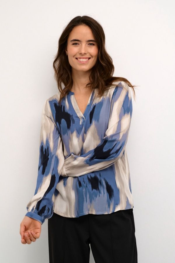 Kaffe Blouse imprimée bleu abstrait 10508895