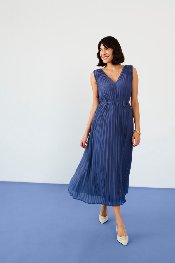 Kaffe Robe longue plissée bleu indigo 10508884
