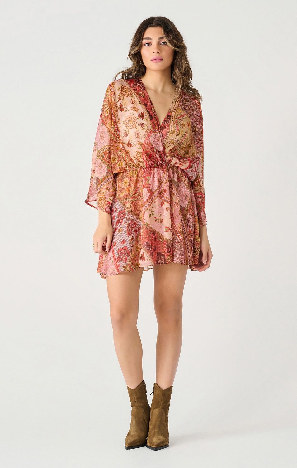 Dex Robe motif floral rouille 2422518
