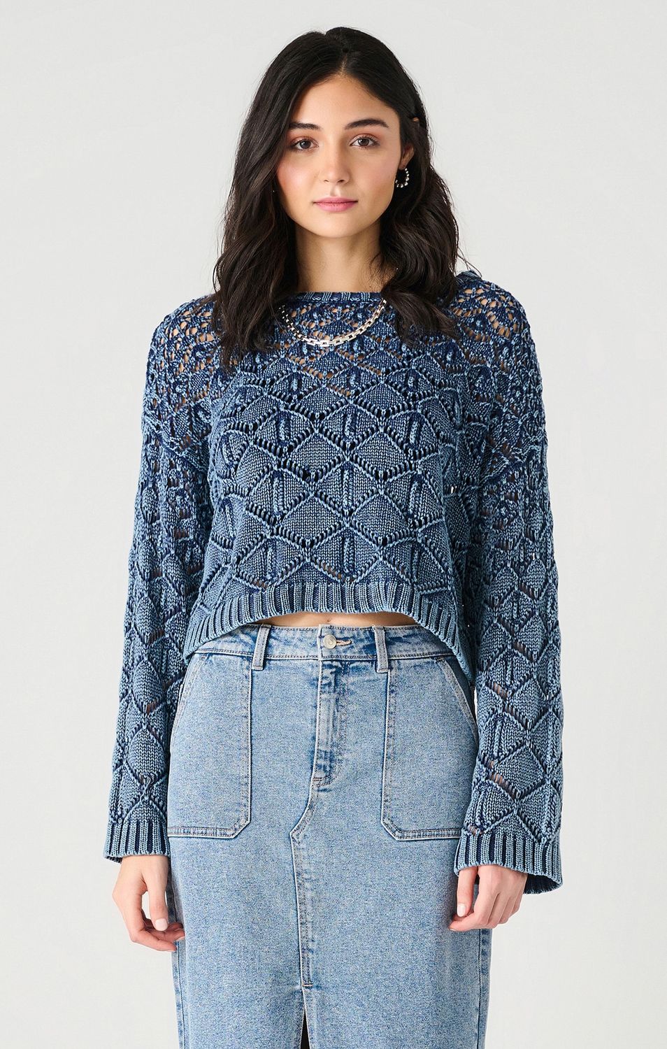 Dex Pull tricot bleu denim crochet 2427234