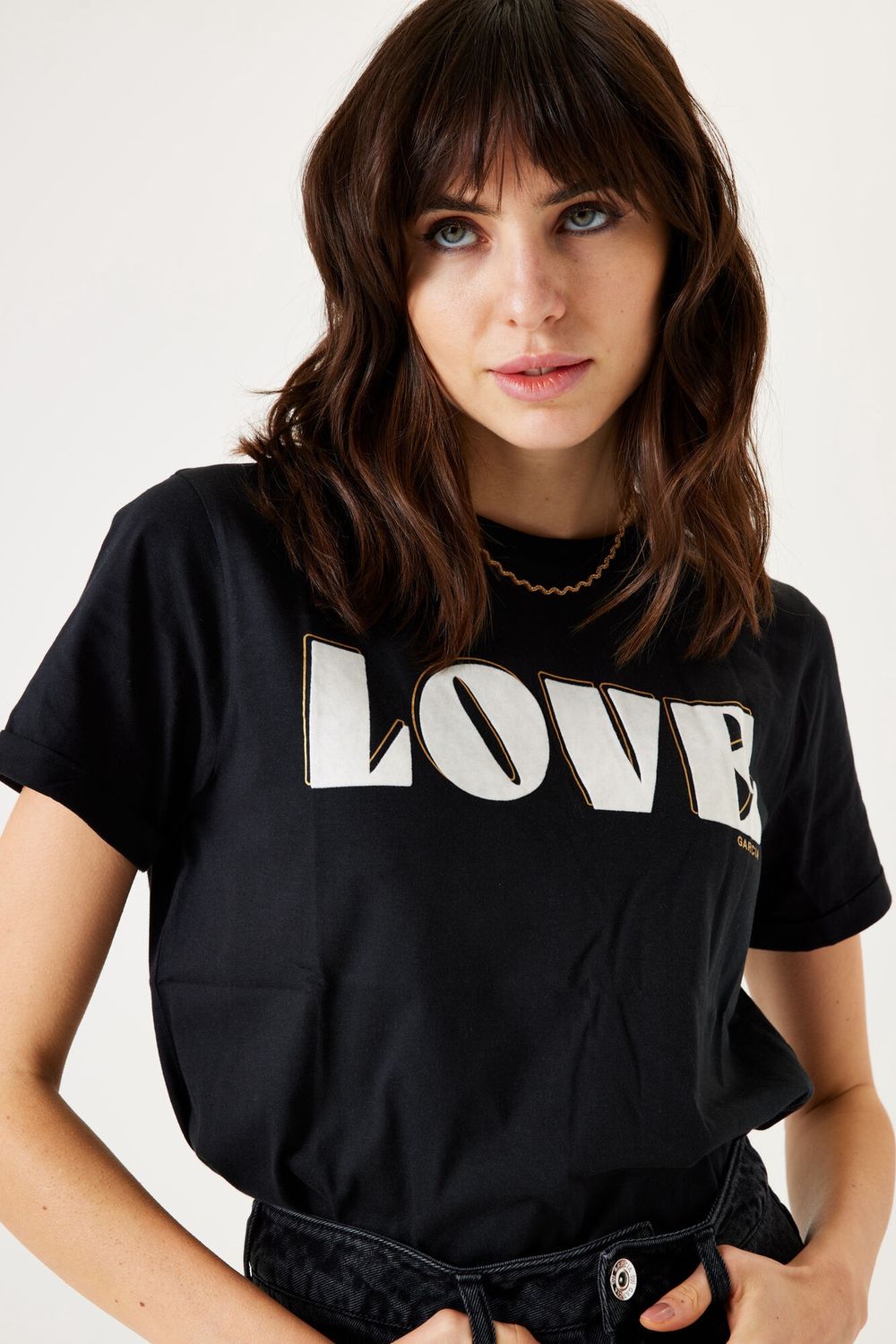 Garcia T-Shirt noir LOVE T40201