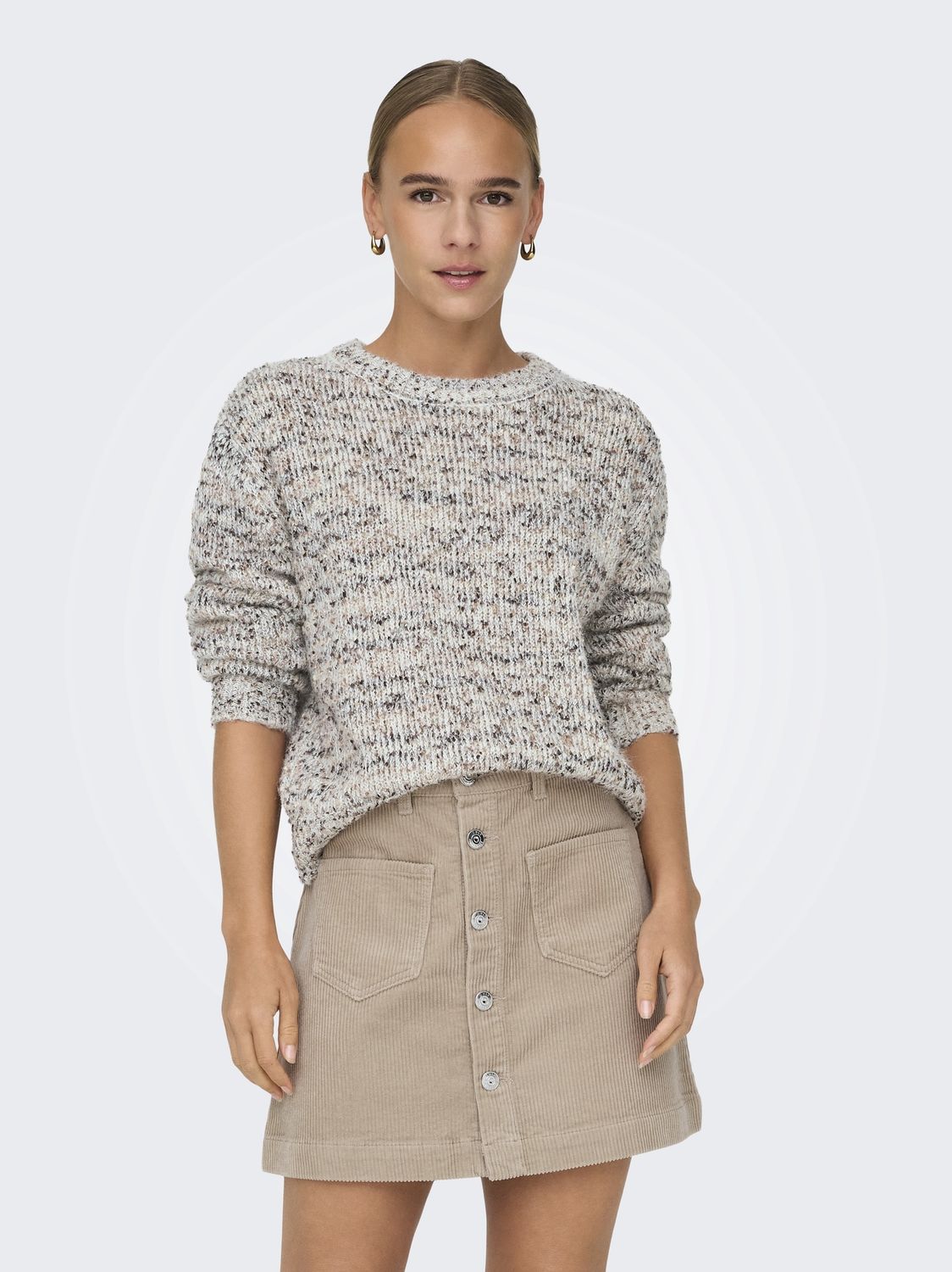 Only Chandail tricot beige mélange 15324295