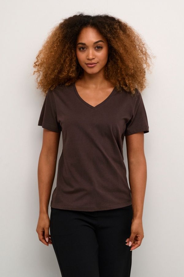 Cream T-Shirt col V brun 10604508