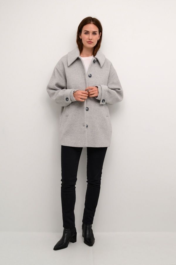 Kaffe Manteau lainage oversize gris 10508759
