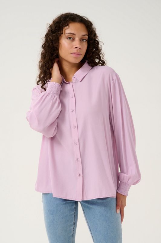 Cream Blouse rose manches longues 10611978