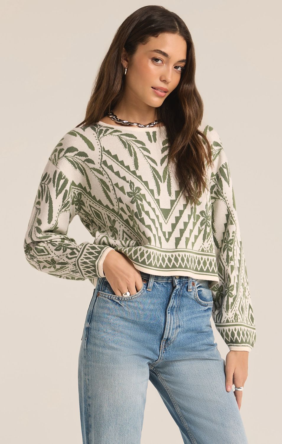 ZSupply Chandail tricot motif vert sauge ZW243817