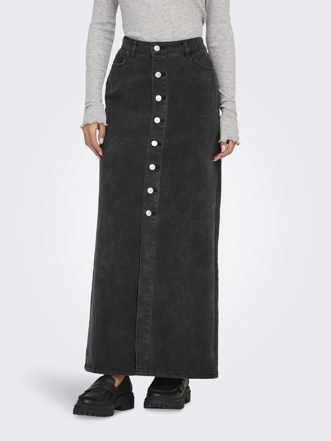 Only Jupe jeans longue noir délavé 15325358