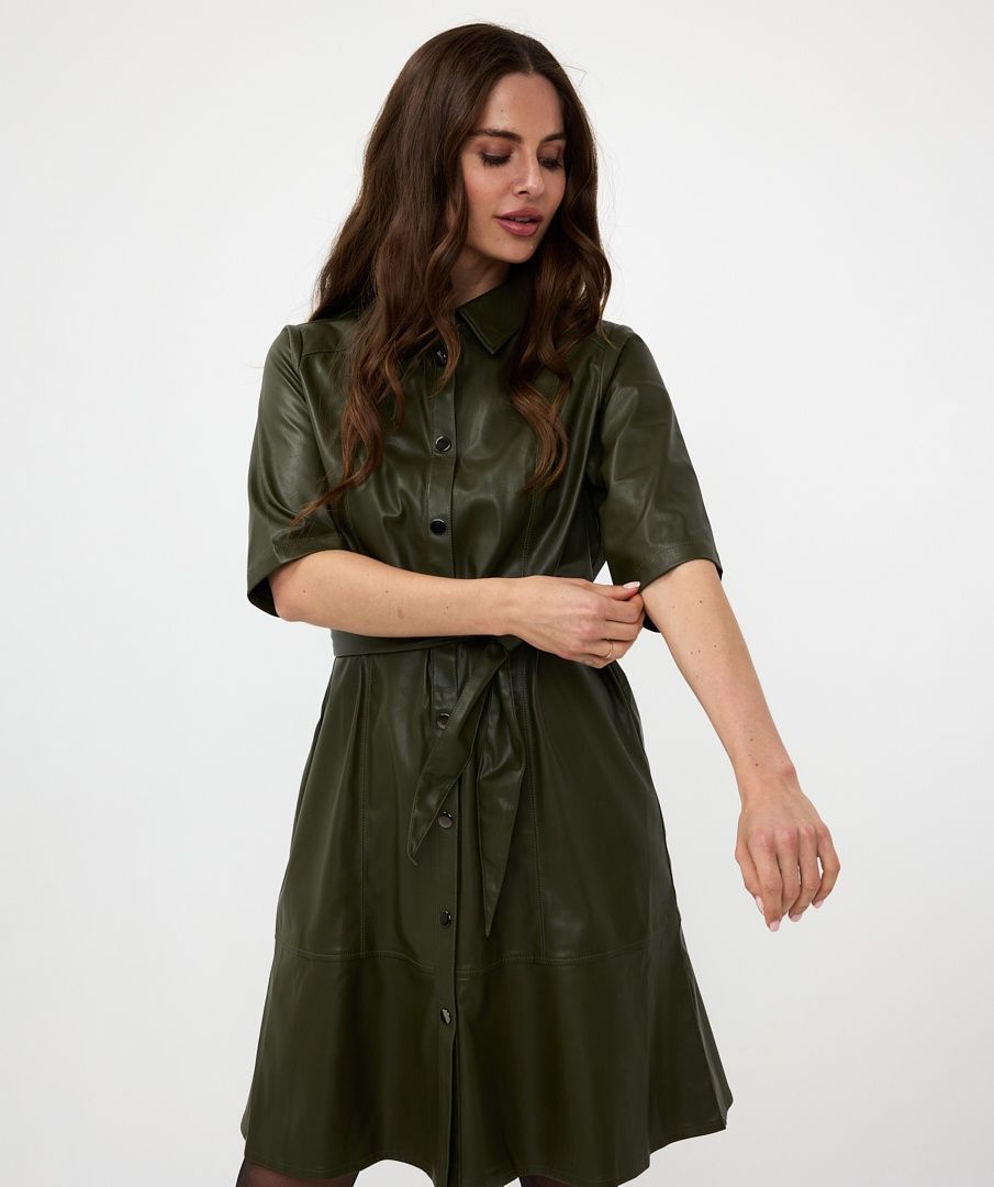 Esqualo Robe cuir vegan kaki 2411506
