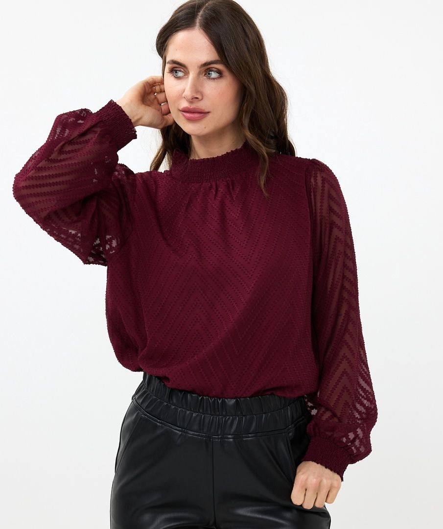 Esqualo Blouse bourgogne zigzag plumetis 2414531