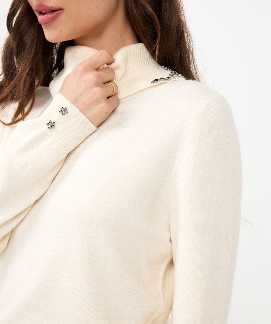 Esqualo Chandail pull col bijou beige 2427517
