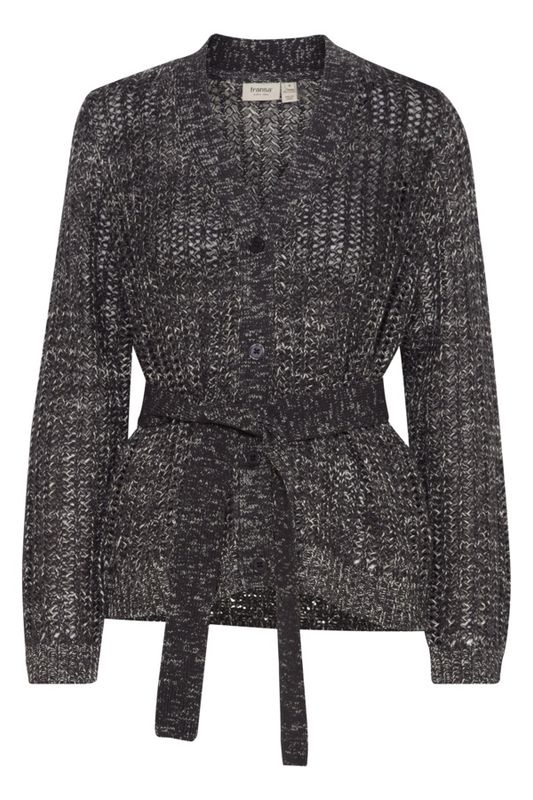 Fransa Cardigan tricot avec ceinture gris charcoal 20614169