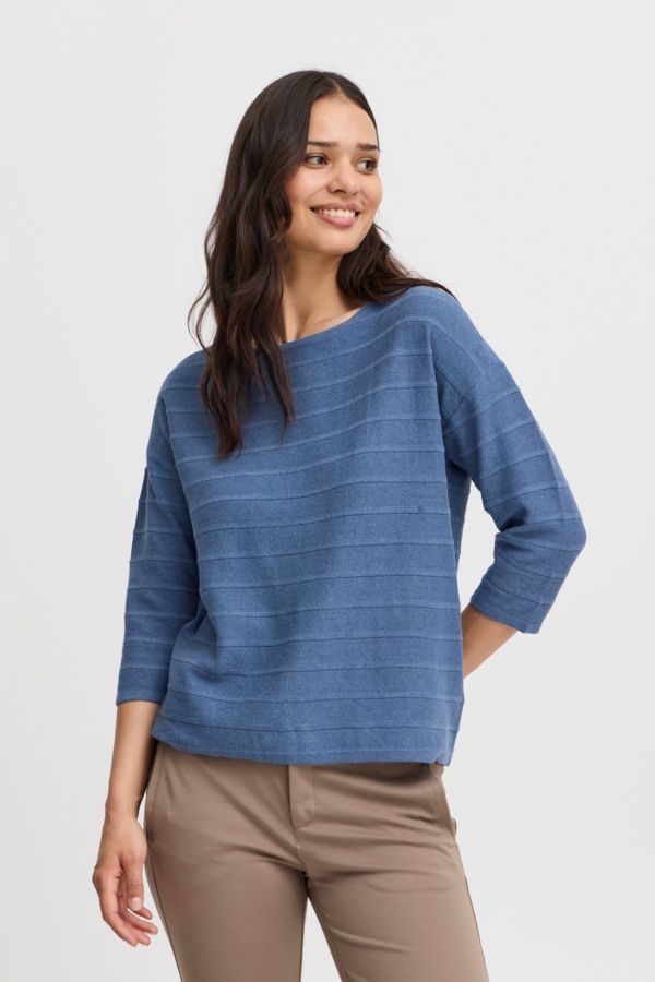Fransa Chandail tricot léger bleu indigo 20614273