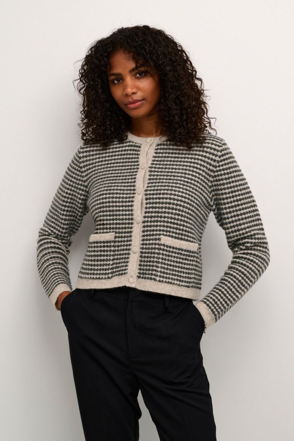 Kaffe Cardigan tricot beige mélange et noir 10509031
