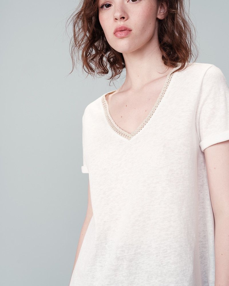 Grace&amp;Mila T-Shirt écru col V lurex 22664