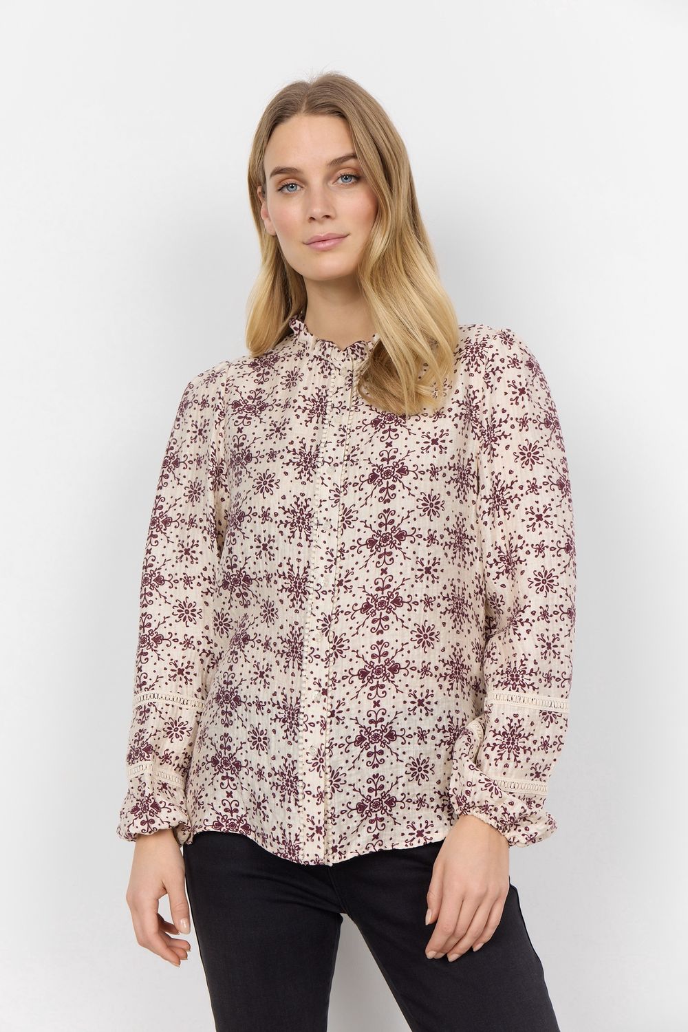 Soya Concept Blouse crème imprimé bordeau 40861