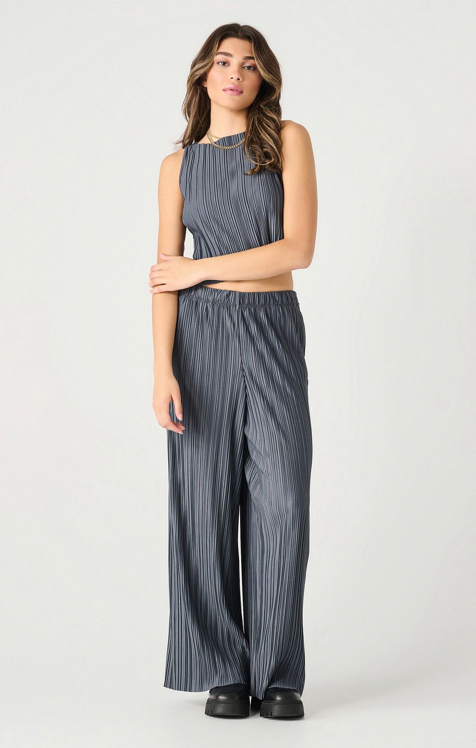 Dex Pantalon pull on plissé gris 2422200
