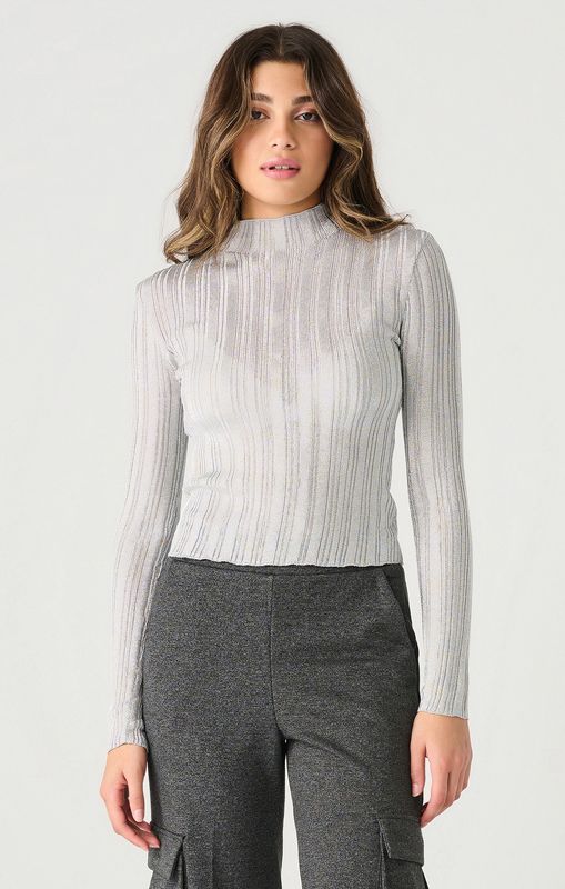 Dex Chandail col montant gris argent lurex 2427038