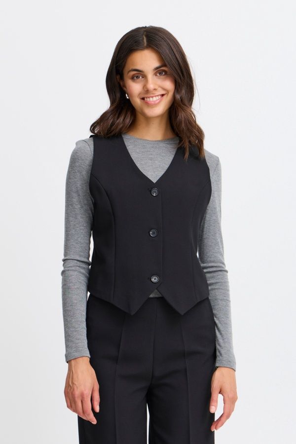 Fransa Gilet noir sans manches noir 3 boutons 20615095