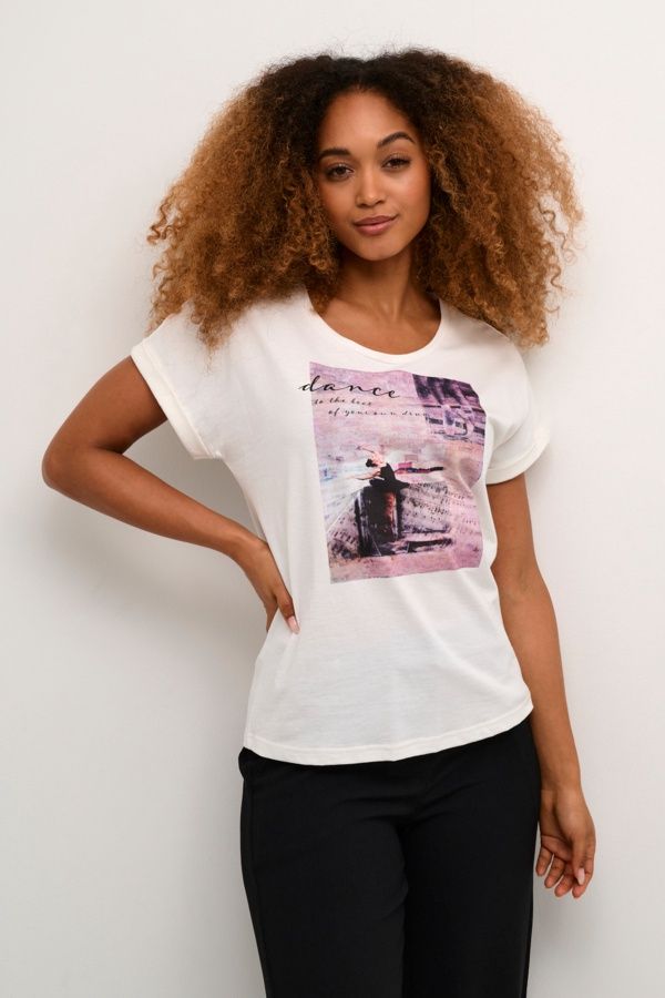 Cream T-Shirt offwhite imprimée danse rose 10612938