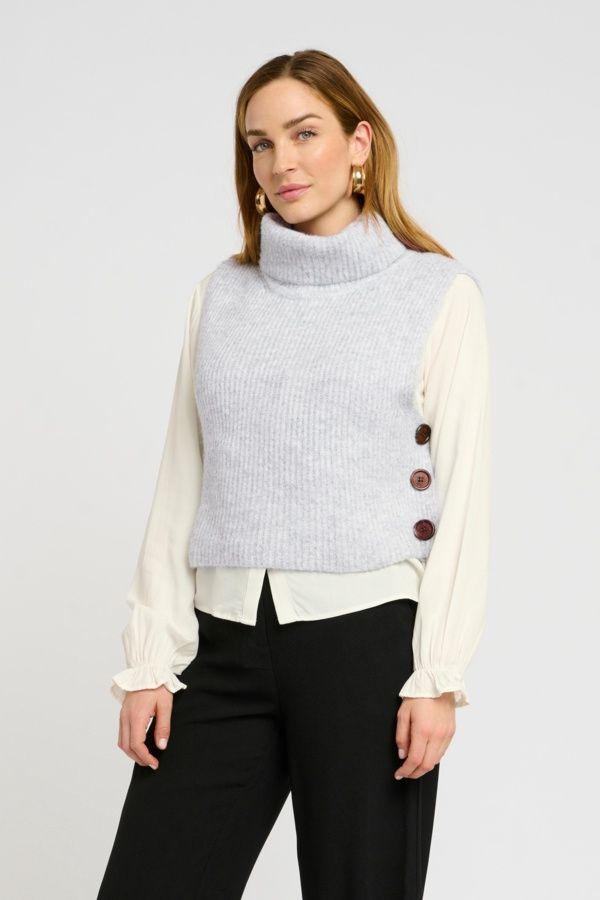 Cream Haut court tricot gris 10609134