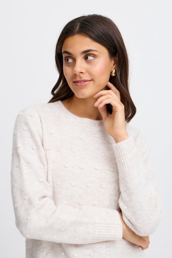 Fransa Pull tricot beige mélange 20615147