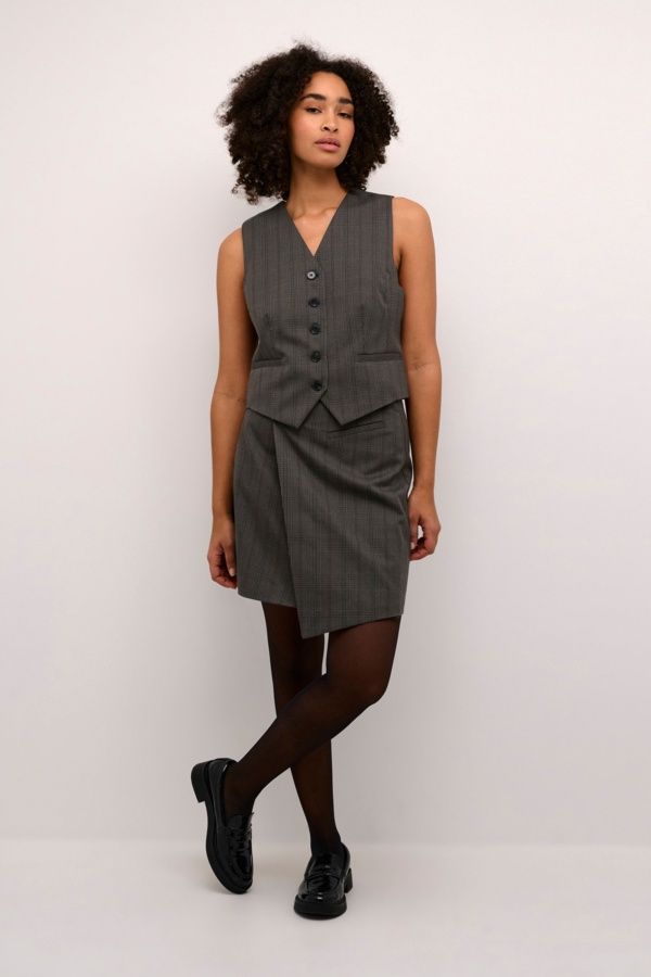 Kaffe Gilet sans manches carreaux gris 10508985