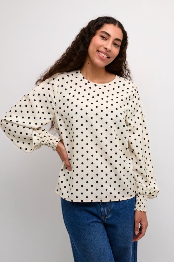 Kaffe Blouse crème à pois 10509082