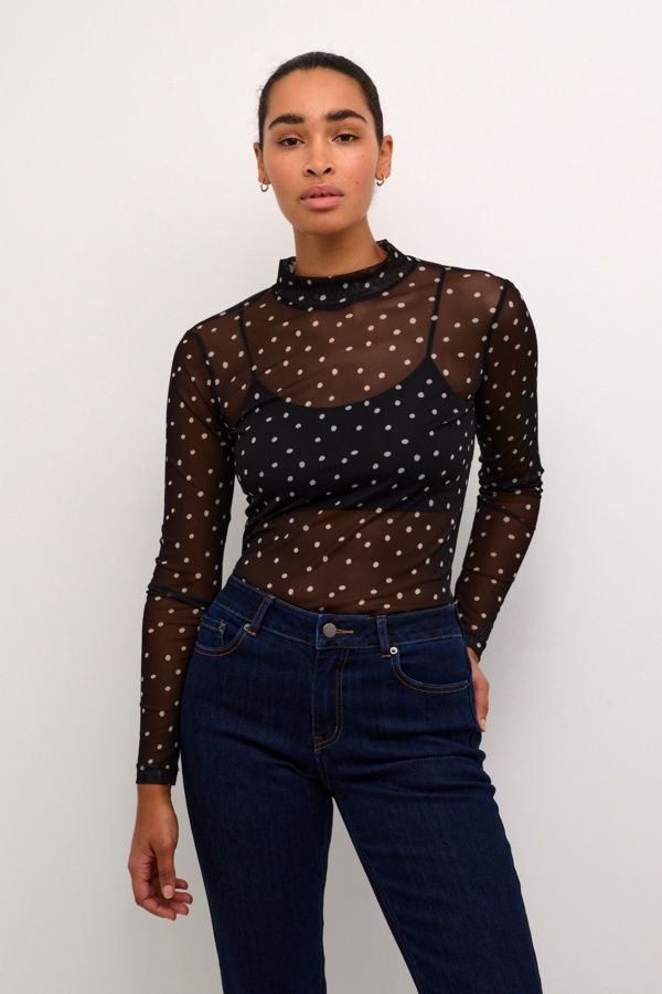 Kaffe Chandail mesh noir à pois 10507815