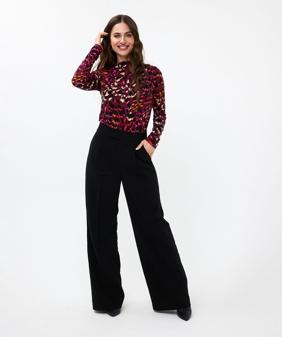 Esqualo Chandail col montant motif leopard bourgogne 2430508