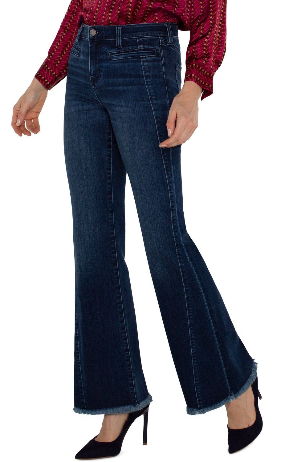 Liverpool Jeans Hannah flare bleu foncé effiloché LM4131EP