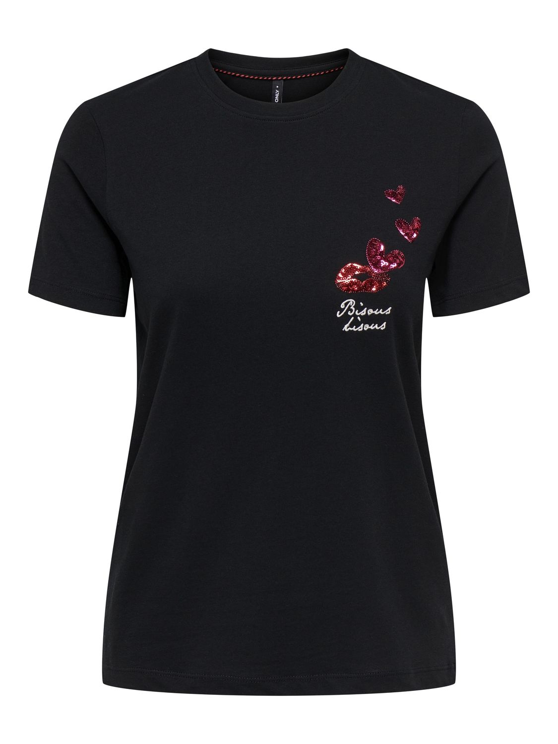 Only T_shirt noir coeur paillettes 15332698