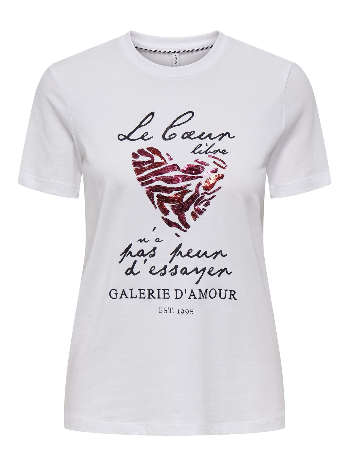 Only T-Shirt blanc coeur libre 15332698