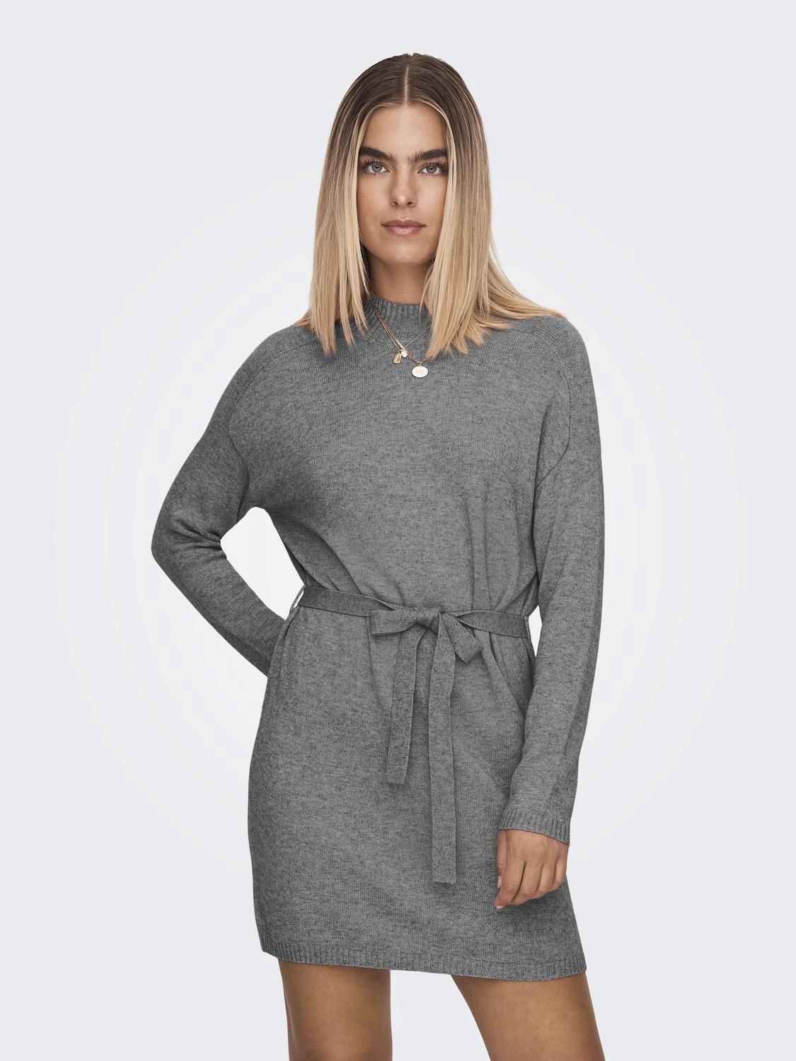 Only Robe tricot gris bleu 15278082