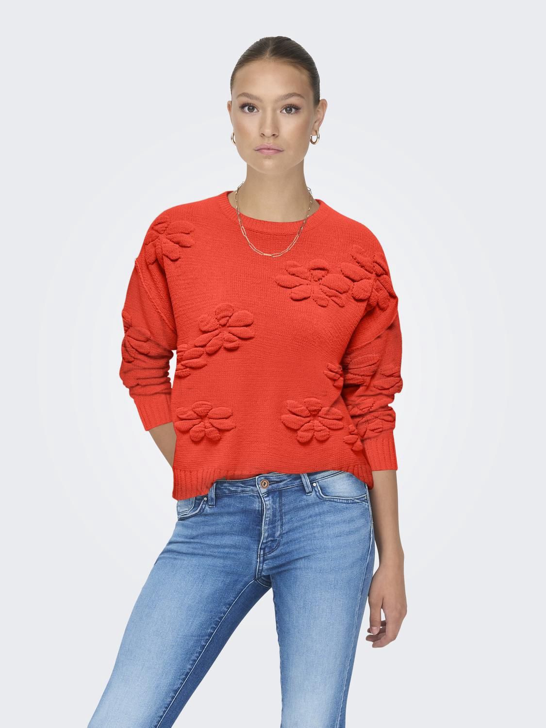 Only Chandail pull manches longues rouge fiesta 15301734