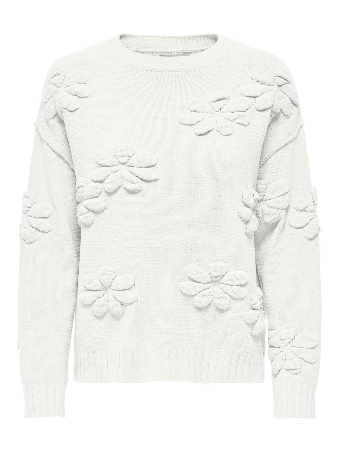 Only Chandail pull blanc fleurs 15301734