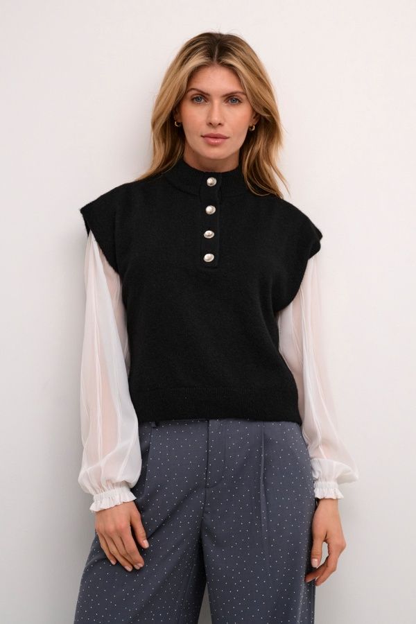 Cream Veste courte sans manches noir 10613014