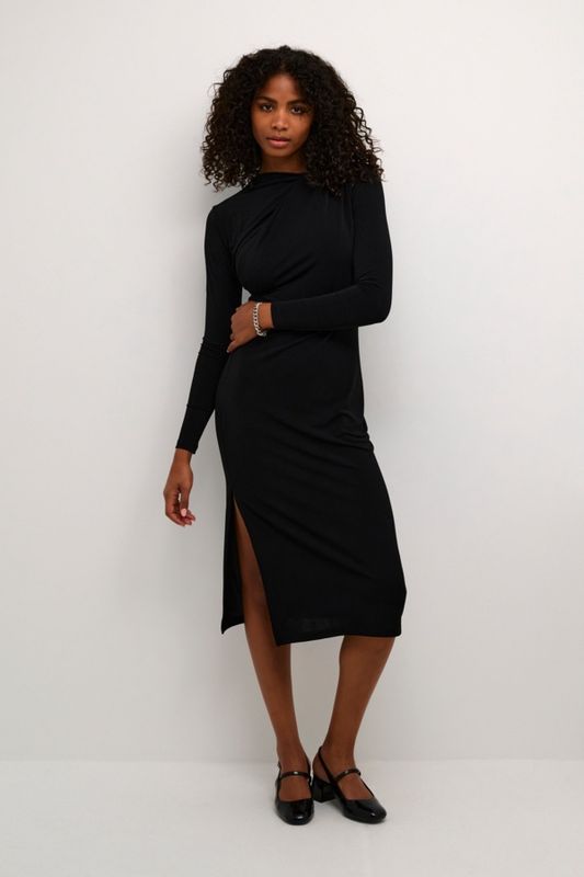 Kaffe Robe longue noire col fronces 10509124