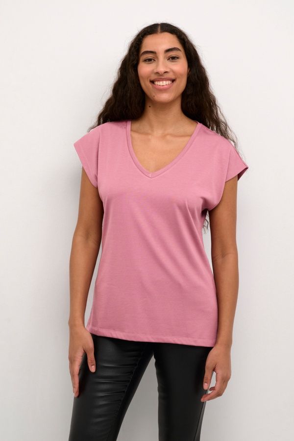 Kaffe T-Shirt col V mesa rose 10504040