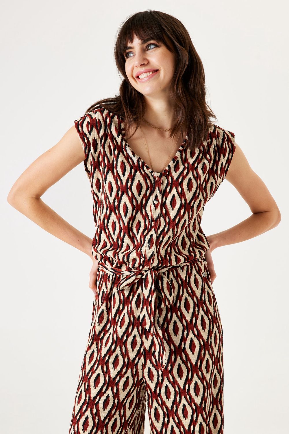 Garcia Onepiece motif orange noir et crème S40115
