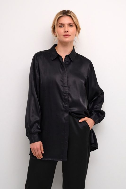Cream Blouse style tunique satinée noir 10613081