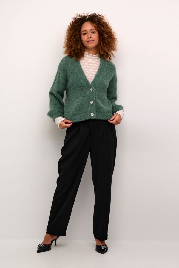 Kaffe Cardigan vert bouton argent 10509280