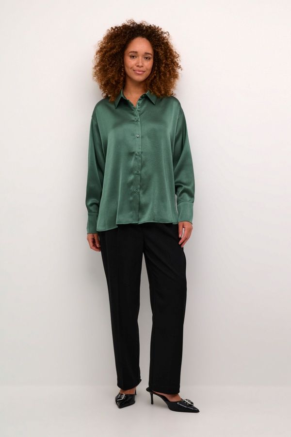 Kaffe Blouse verte satinée manches longues 10509248