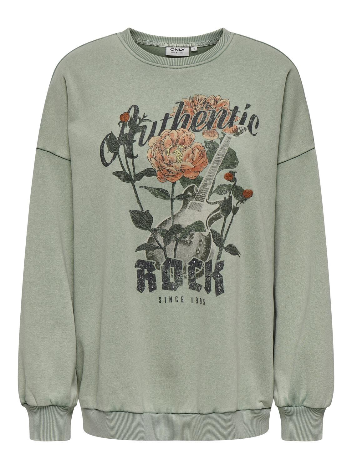 Only Chandail crewneck Flowers vert 15337228