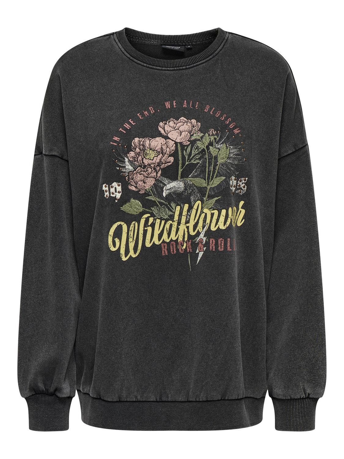 Only Chandail crewneck Flowers noir 15337228